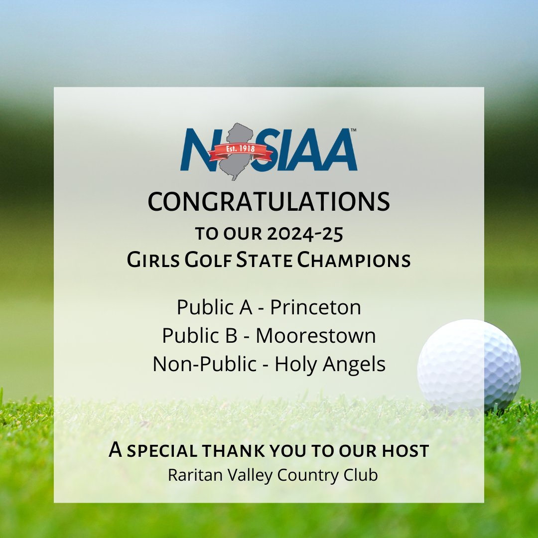 NJSIAA's tweet image. NJSIAA congratulates our 2024-25 Golf State Champions! We also want to thank our generous hosts for their hospitality hosting the NJSIAA Golf State Tournament.