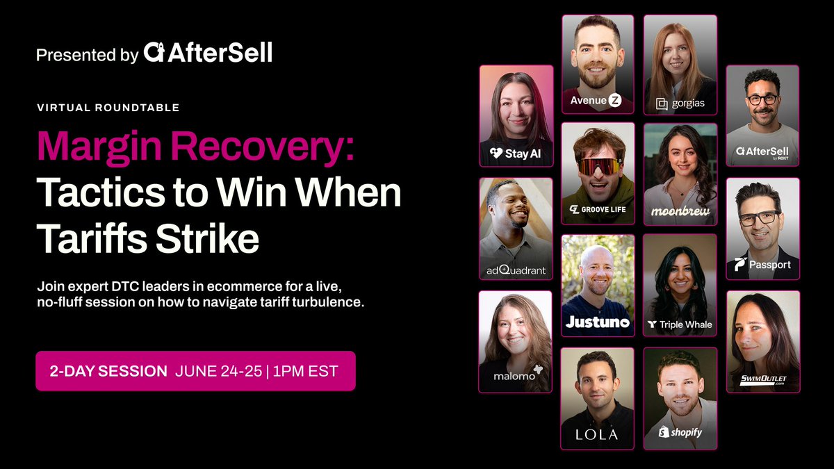 🚨 Last chance! Our “Margin Recovery Mode” tariff survival panel is tomorrow.

DTC leaders will eahc share 7-min tactics to protect profits and outsmart shifting tariffs.

Don’t miss out – register now.

airmeet.com/e/a0c9ebd0-407…