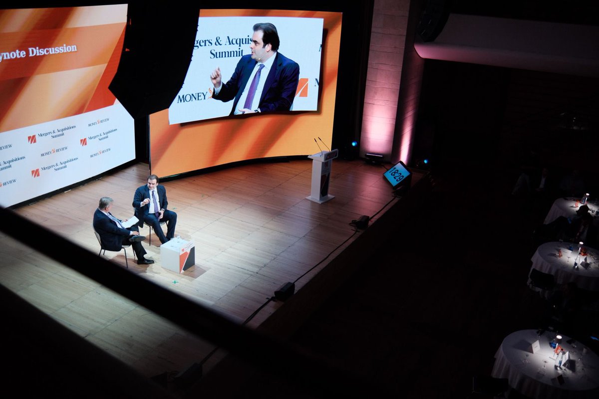 Pierrakakis's tweet photo. Στο Mergers & Acquisitions Summit #MASummit του @Money_Review_ είχα τη χαρά να συζητήσω με τον Ηλία Μπέλλο για τις τελευταίες εξελίξεις στην ελληνική οικονομία και τη στρατηγική σημασία του προγράμματος Non Dom – μιας πραγματικής ιστορίας επιτυχίας με μετρήσιμο αντίκτυπο. https://t.co/VmVTZe1mpV