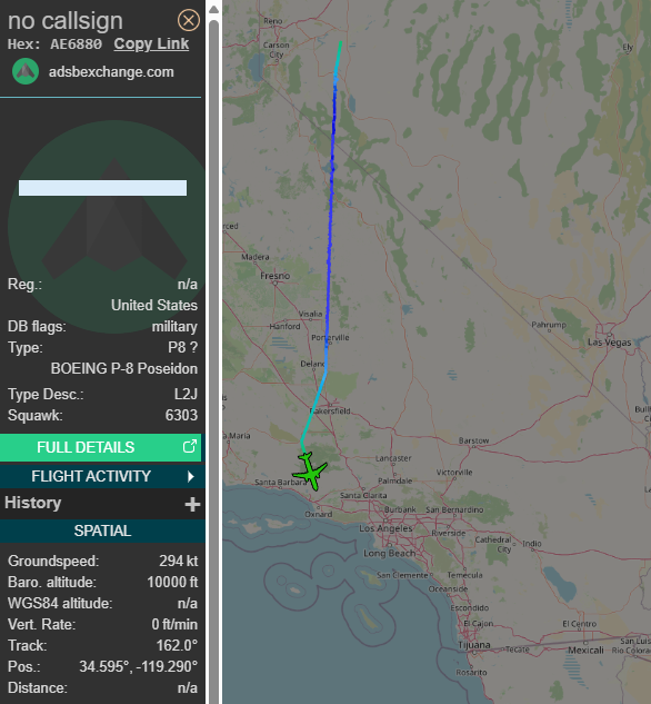 SR_Planespotter's tweet photo. P-8A 169008 ( AAS ) is headed to NAS Mugu
#AE6880 #AE57CD https://t.co/2lHI9UZj06