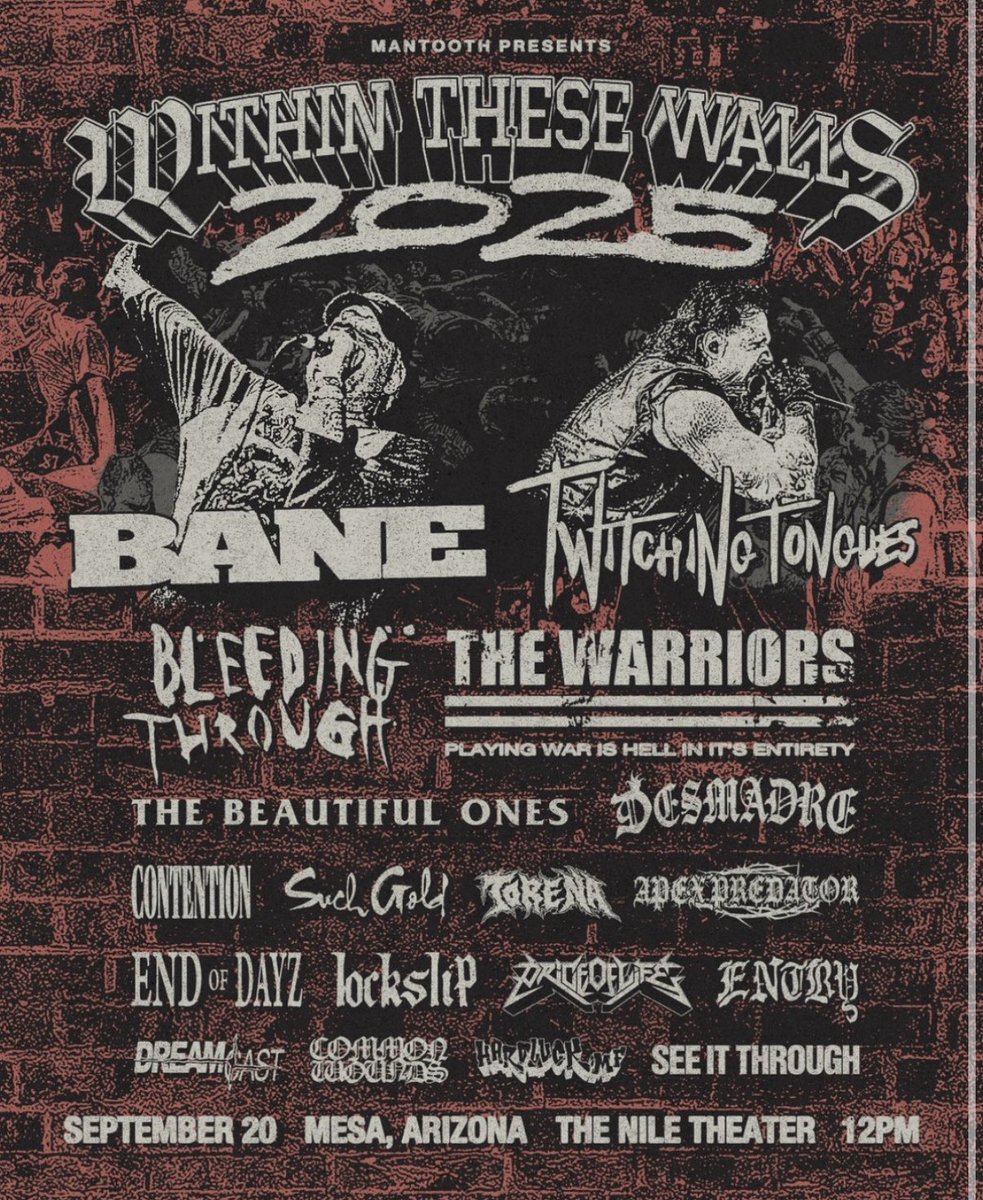 twtchngtongues's tweet image. Twitching Tongues will be performing at Within These Walls fest in Mesa, AZ.