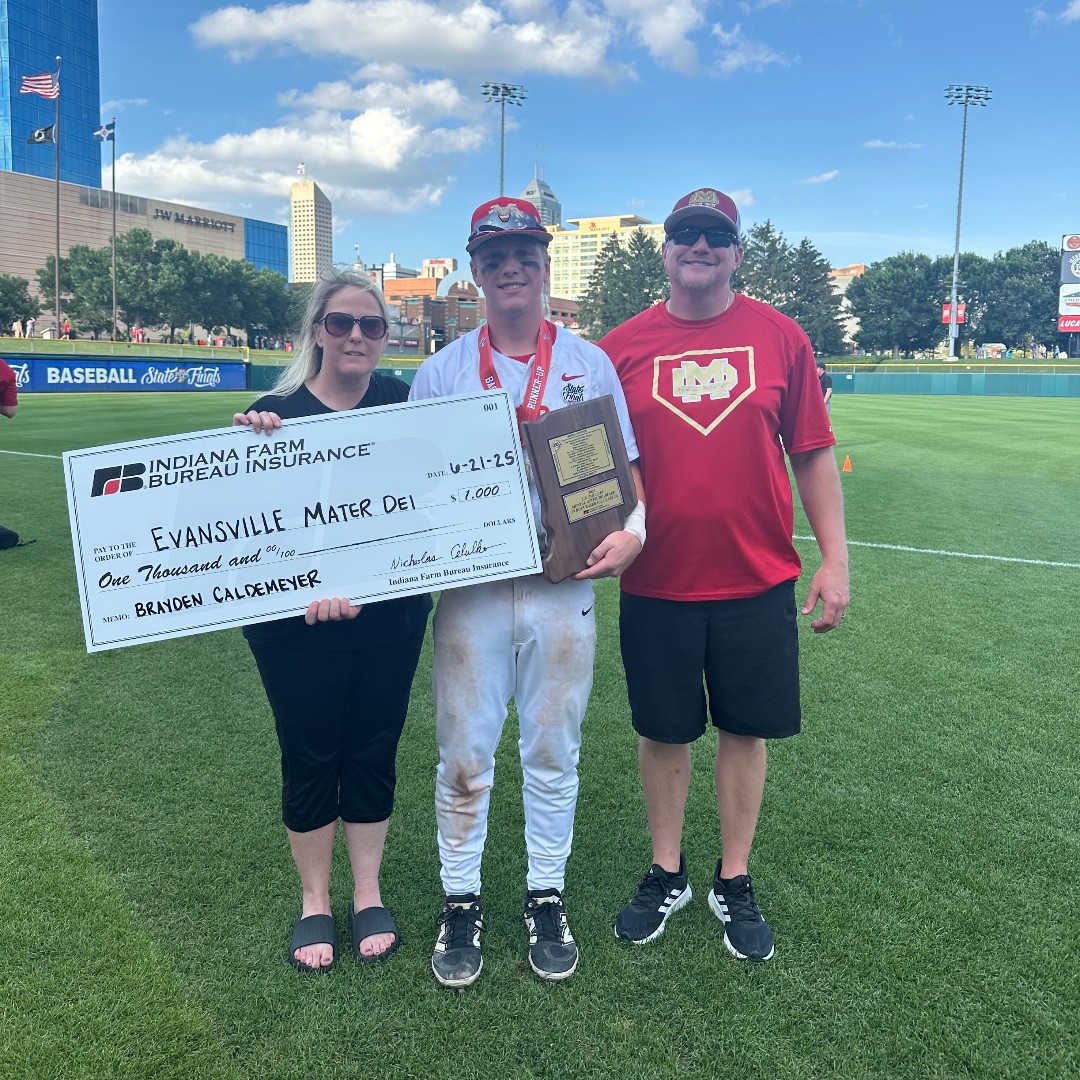 Congratulations to Brayden Caldemeyer, the recipient of this year’s L.V. Phillips Mental Attitude Award for Class 2A Baseball presented by <a href="/INFarmBureauIns/">Indiana Farm Bureau Insurance</a> ! 🎓⚾️ #WeAreMD