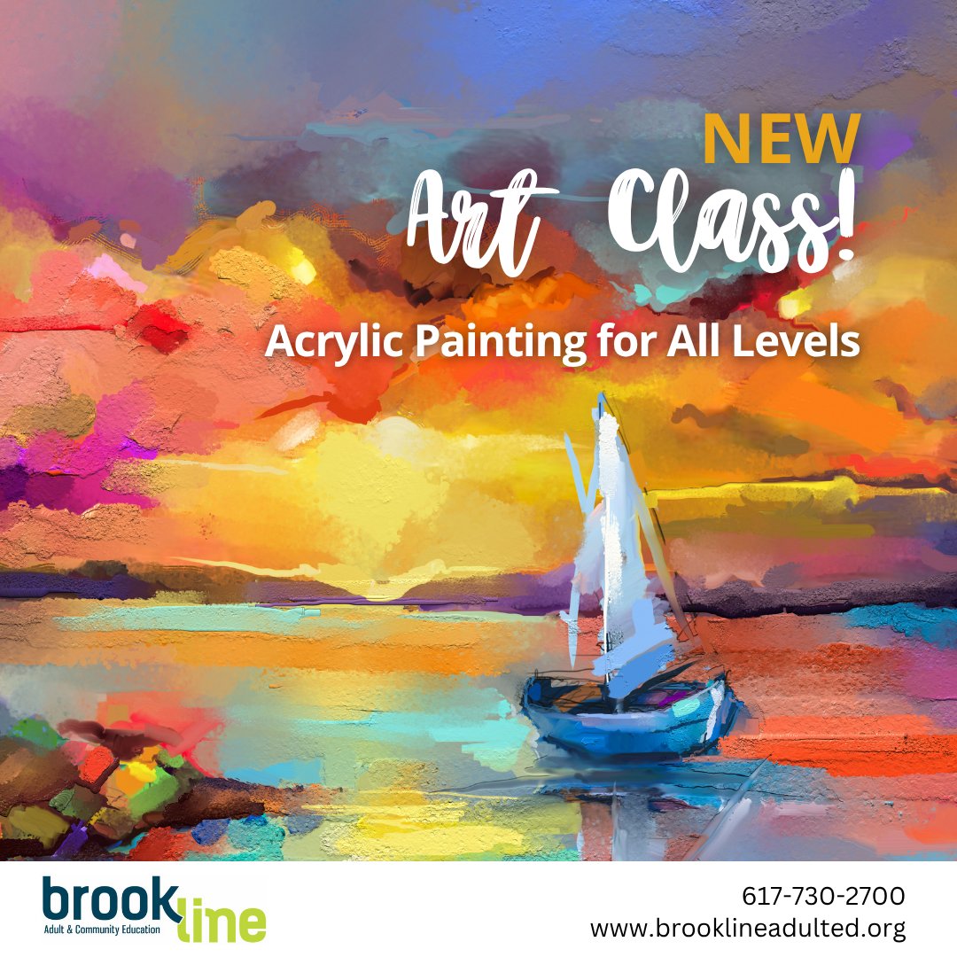 BAandCE's tweet photo. Starting this week! 🖌️ Sign up now:
https://t.co/p0R9BHw3JR

#Brooklinema #Brookline #BrooklineAdultEd #AdultLearning #LearnSomethingNew #Art #OilPainting #ArtClasses #LearnArt #BrooklineArts #ArtInBrookline #Acrylic #Colors #CreativeCommunity #BrooklineEvents https://t.co/eWg2iw9TjX