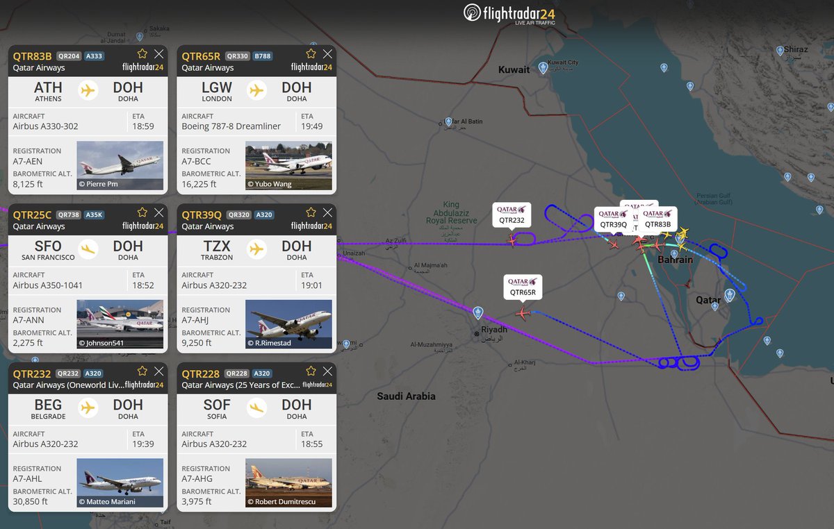 MYSAVVYTRAVELER's tweet image. #BREAKING Air space in UAE, Kuwait and Qatar reportedly closed. Hundreds of commercial flights impacted #Qatar #Iran #travel