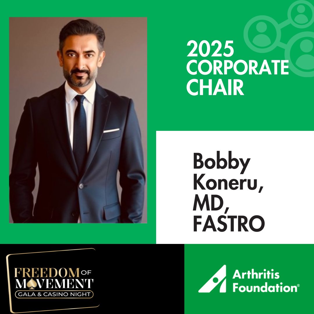 KoneruMd's tweet image. I’m excited and honored to share that I’ve been named as the Corporate Chair for the 2025 Arthritis Foundation Illinois Freedom of Movement Gala & Casino Night on October 18 at the Swissôtel Chicago. As a healthcare provider who is passionate about the treatment of arthritis, I…