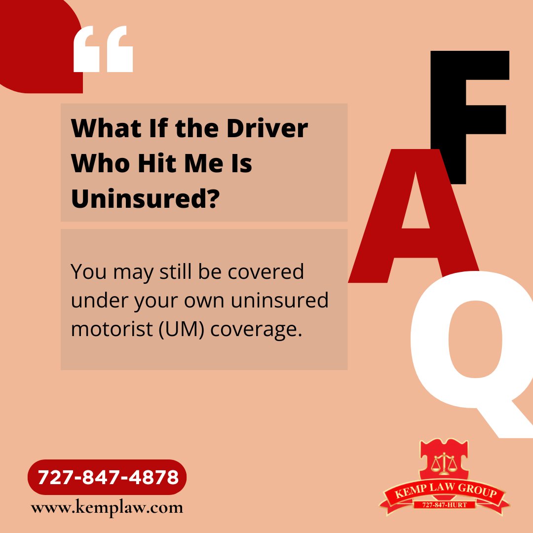KempRugeGreen's tweet image. FAQ: “What If the Driver Who Hit Me Is Uninsured?”
You may still be covered under your own uninsured motorist (UM) coverage. Let us help you review your policy and explore all options for recovery.

📞 727-847-4878 | 🌐 kemplaw.com
#InsuranceHelp #UMCoverage