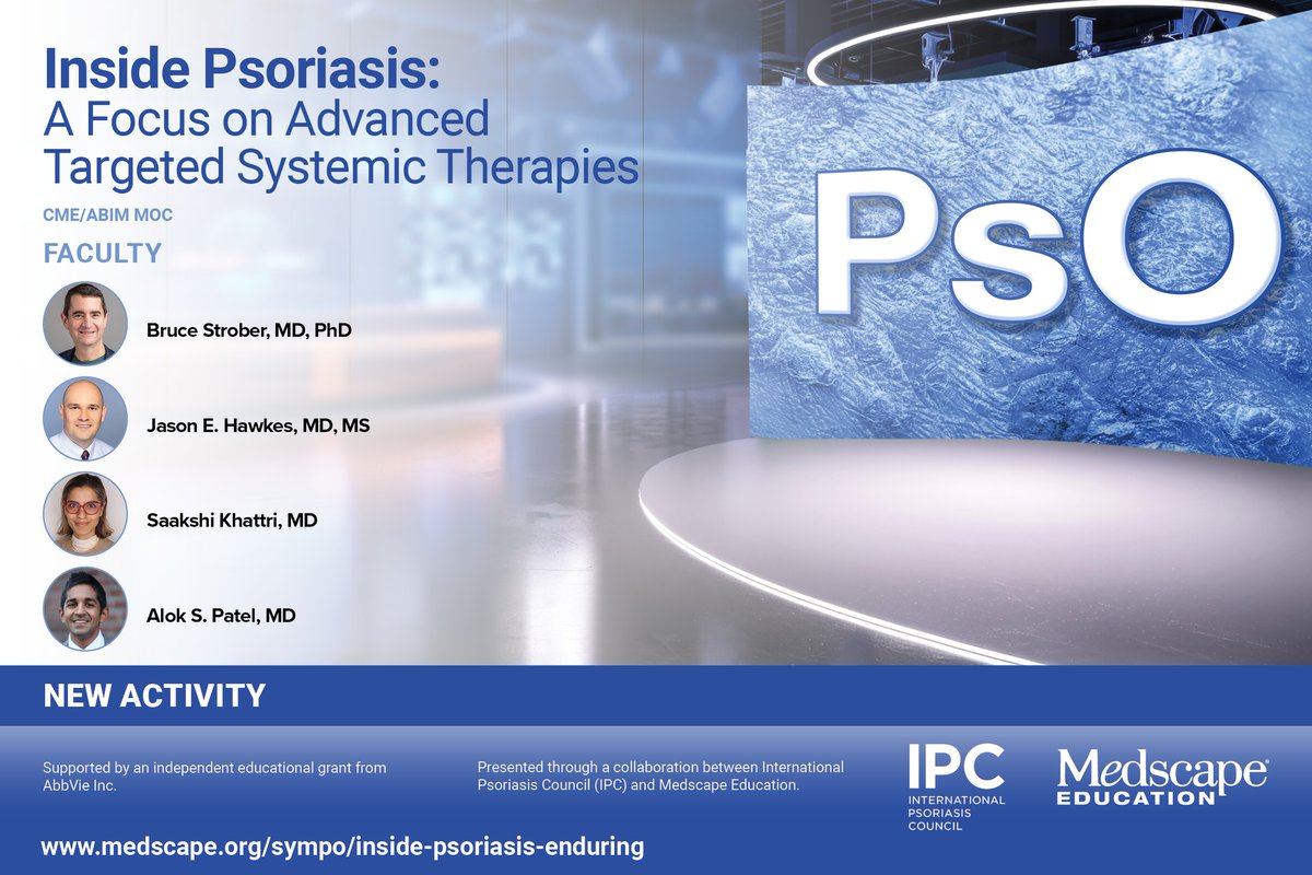 This new activity is for professionals in dermatology with the goal of helping learners integrate appropriate evidence-based systemic/biologic therapies for patients with psoriasis in accordance with guideline and consensus recommendations.

Let’s go! ms.spr.ly/6182SG6Im