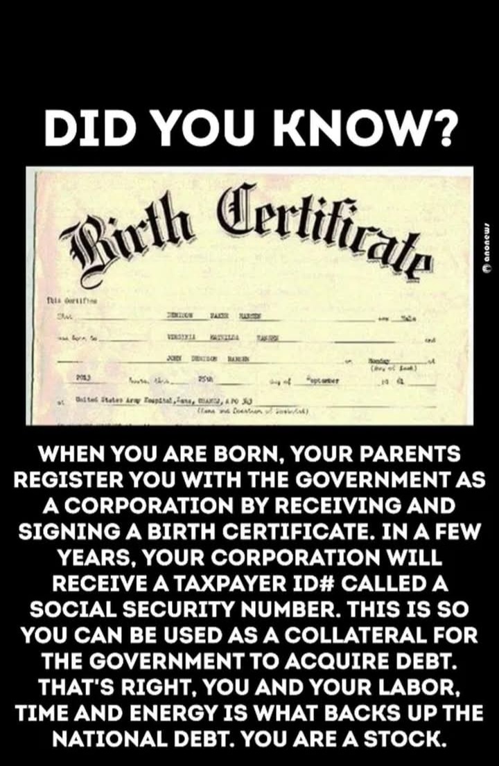 Rory888067's tweet photo. Birth Certificate Fraud
#UnderAspell ID-ENTITY THEFT
📛It's illegal to use a legal name
All CAPITALIZED NAMES
are fictional characters dead non-living
#BCCRSS 🗝 https://t.co/K5qQ8yuNrx
Your not a legal name CORPORATE FICTIONAL ACTOR no voice
#LivingWitness #IDSILLEGAL #Iran https://t.co/CQVp2o6fI5