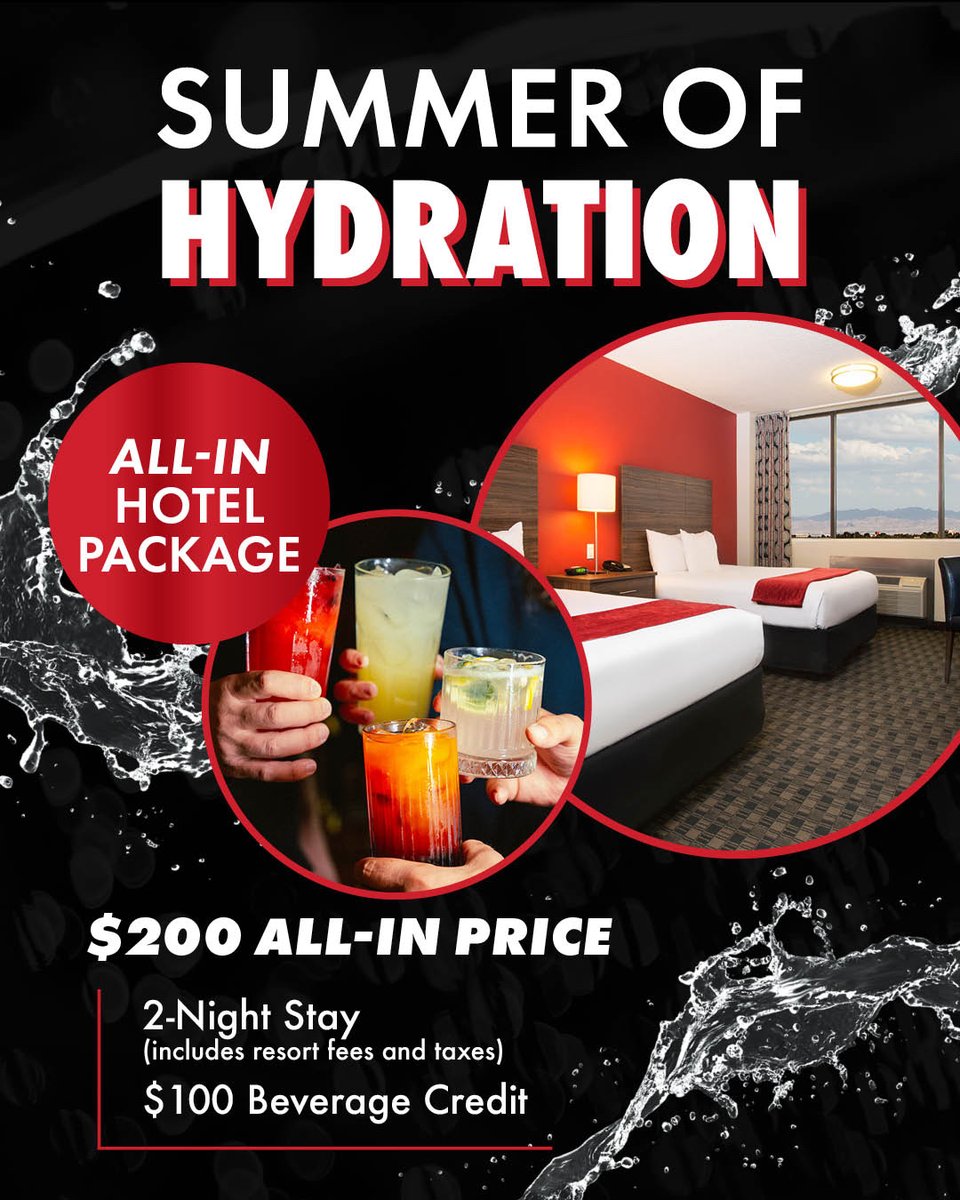 🍹 Summer of Hydration 🍹

For just $200 total, resort fees and taxes included, enjoy a two-night stay and a $100 beverage credit at #theDLasVegas! ☀️ Book now and stay through September 4.

Book your stay: tinyurl.com/4b3p2t7v
