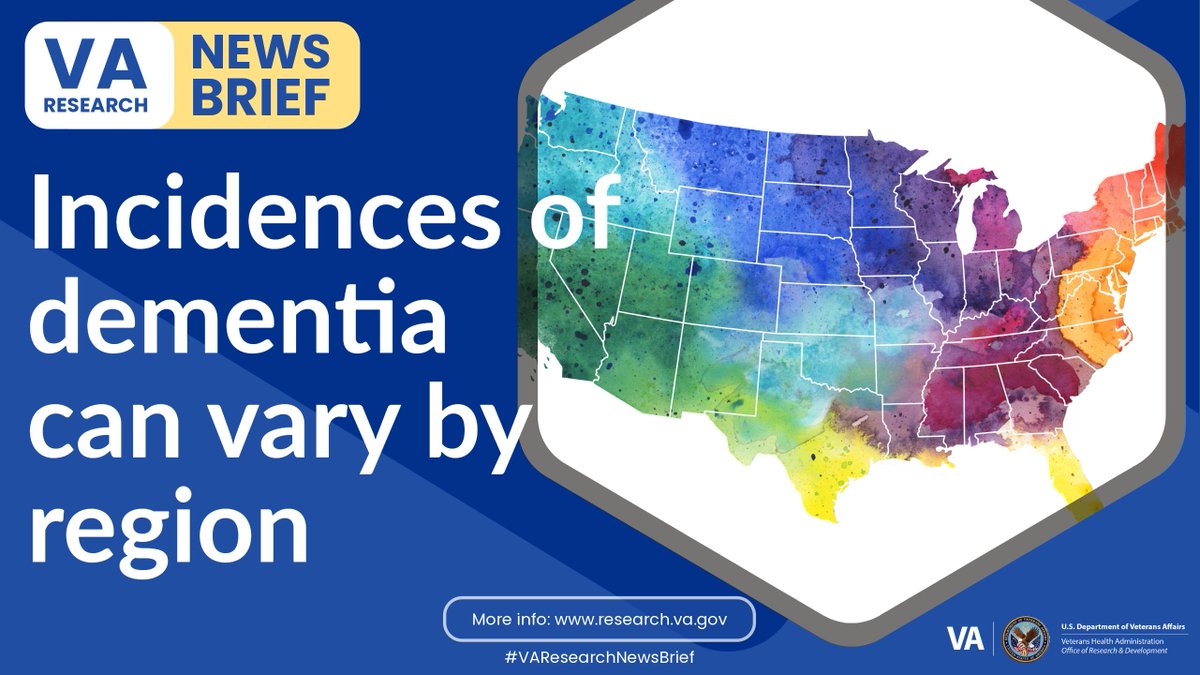 VA Research (@varesearch) on Twitter photo #VAResearchNewsBrief: <a href="/SFVAMC/">VA San Francisco</a> researchers found that dementia risk in older Veterans varies by region. The Mid-Atlantic region had the lowest incidences, while the Southeast had the highest.
#VAResearch
research.va.gov/news_briefs/ne… #VAResearchNewsBrief: <a href="/SFVAMC/">VA San Francisco</a> researchers found that dementia risk in older Veterans varies by region. The Mid-Atlantic region had the lowest incidences, while the Southeast had the highest.
#VAResearch
research.va.gov/news_briefs/ne…