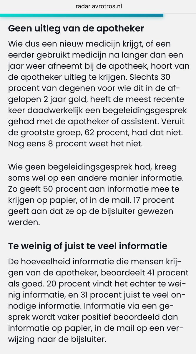 Wij zijn de #melkkoeien van de #apotheker 
De apothekers krijgen hun centen maar de apotheken leveren niet. Declareren facturen onterecht #begeleidingsgesprek

radar.avrotros.nl/artikel/apothe… #Zorg #nederland