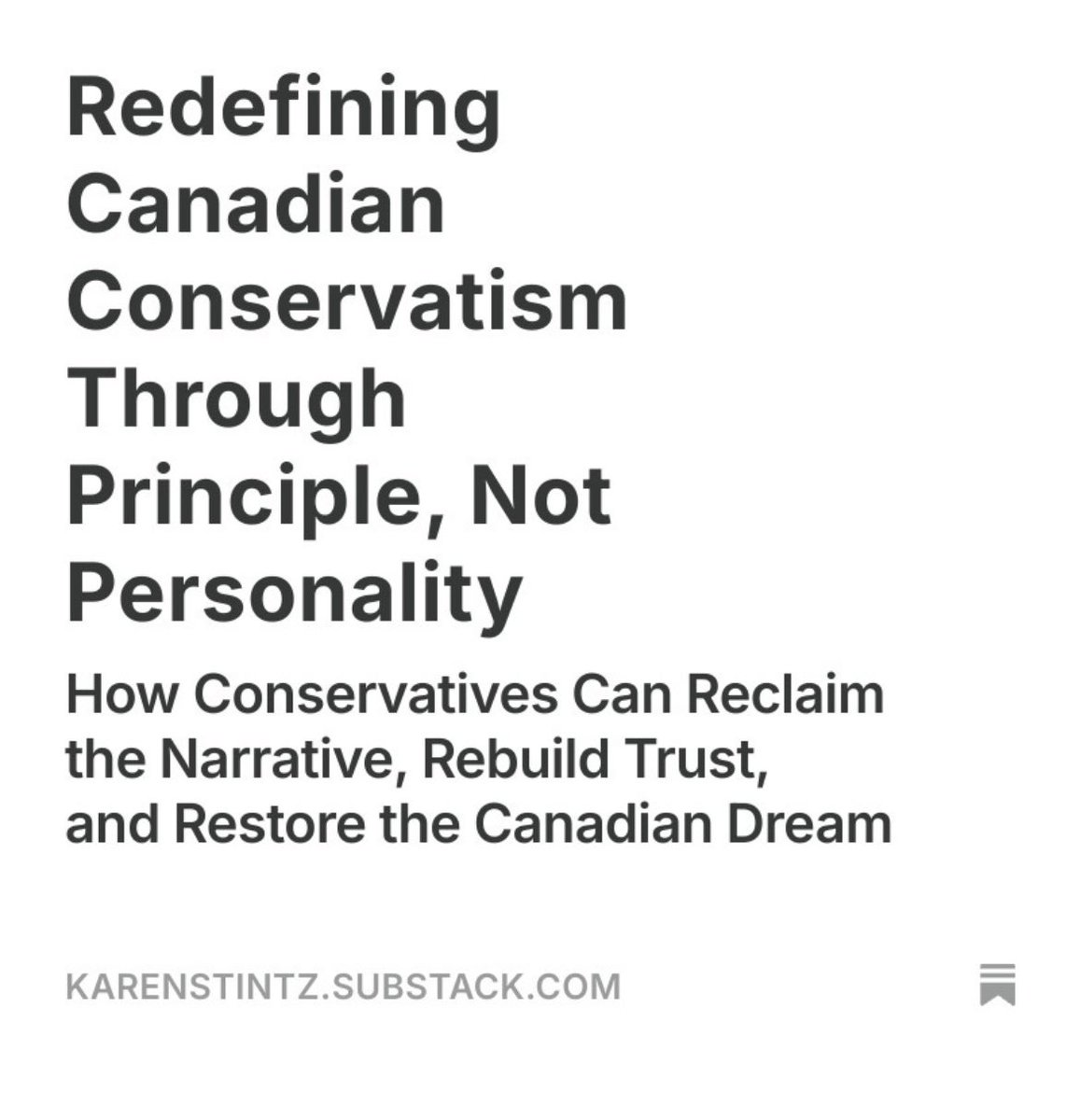 NEW on Substack: Redefining Canadian Conservatism Through Principle, Not Personality

After 10 years of Liberal government, Canada is less affordable, less safe, and less united. Yet somehow, the Liberal brand still outperforms its record. 

Why? And what can Conservatives do