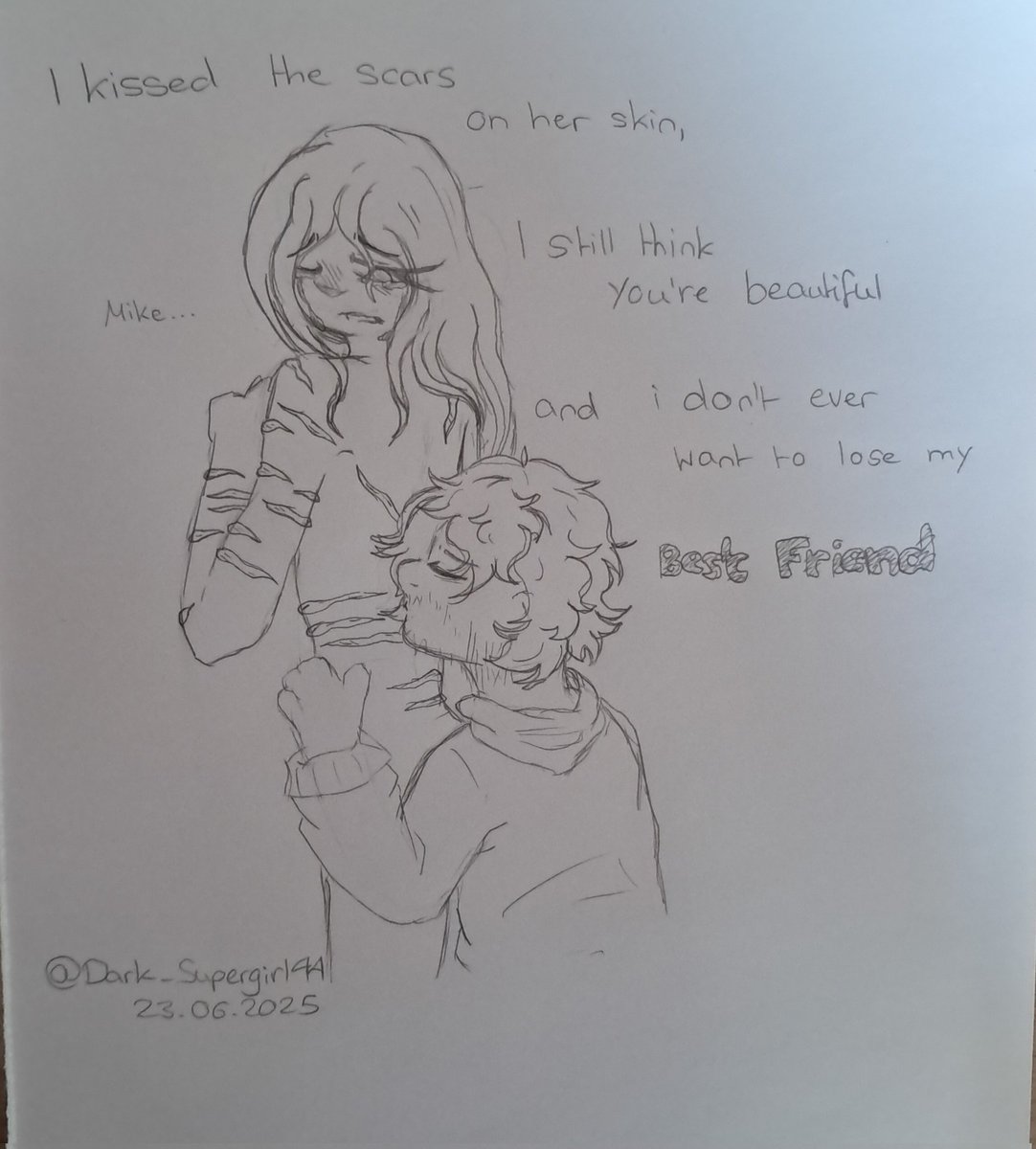 Dark_Supergirl4's tweet image. TW: Scars, Nonsexual nudity? 

Vanessa will always be beautiful in Mike&apos;s eyes&amp;gt;^&amp;lt; //#Schmelly #Mikenessa #Vanmike #FNAFMovie #Vanessashelly #Mikeschmidt 

(Pls give us a trailer for the second movie this week😭)