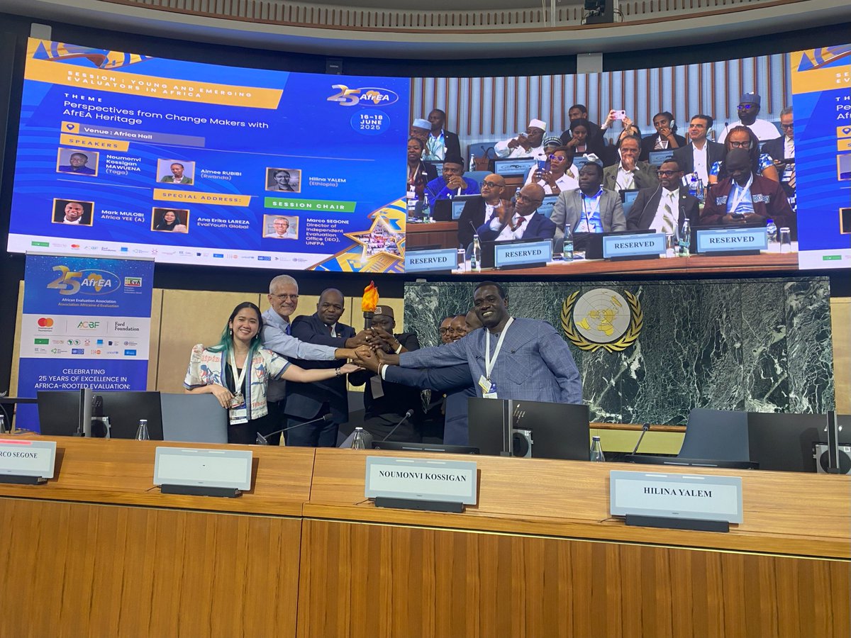 tweet_afrea's tweet image. The memories of #AfrEA25 live on, and so will its generational impact.
On June 16, 2025, the United Nations Conference Centre in Addis Ababa was brimming with purpose as AfrEA marked its 25th anniversary in grand style.
The day began with dignity; the Ethiopian national anthem…