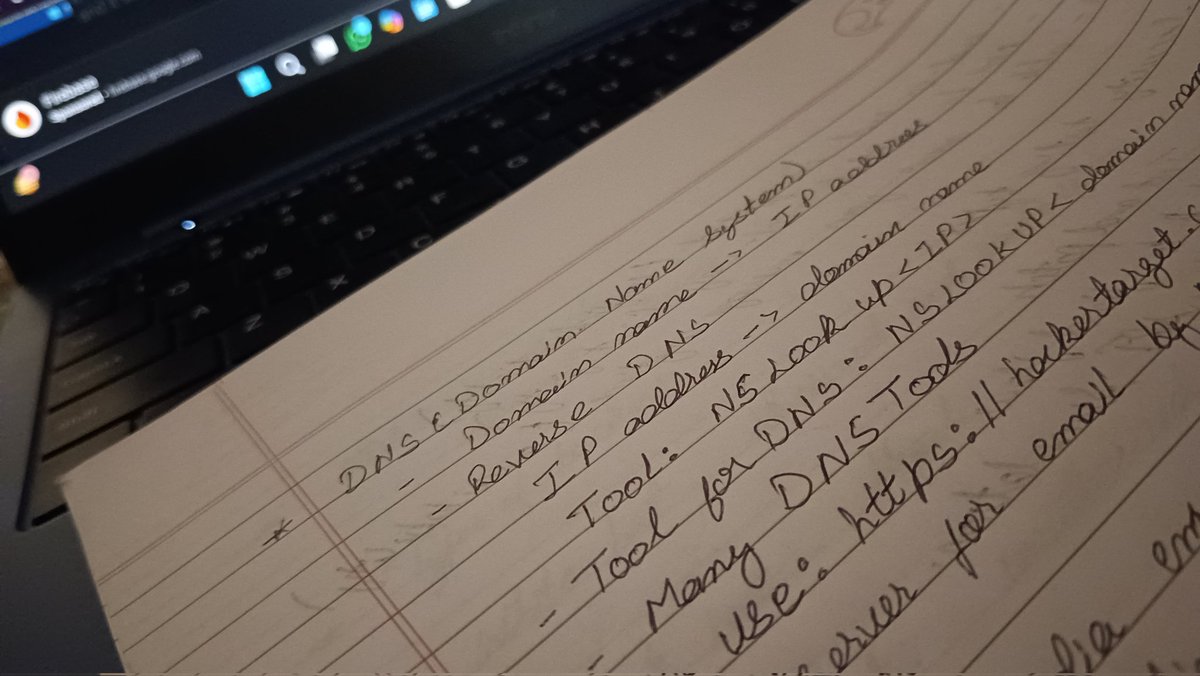 Rahul_KS7318's tweet photo. Day 13 of #100DaysOfcyber
📝Topics:-
• 👣 Footprinting .
• 🔍Google dorking.
• 🕵🏼♂️Whois Lookup, DNS Records, Reverse DNS .
#CyberSecurity
#100DaysOfCyber #letstart #beginner #learning
#todaystask https://t.co/GIUxq0UXN1