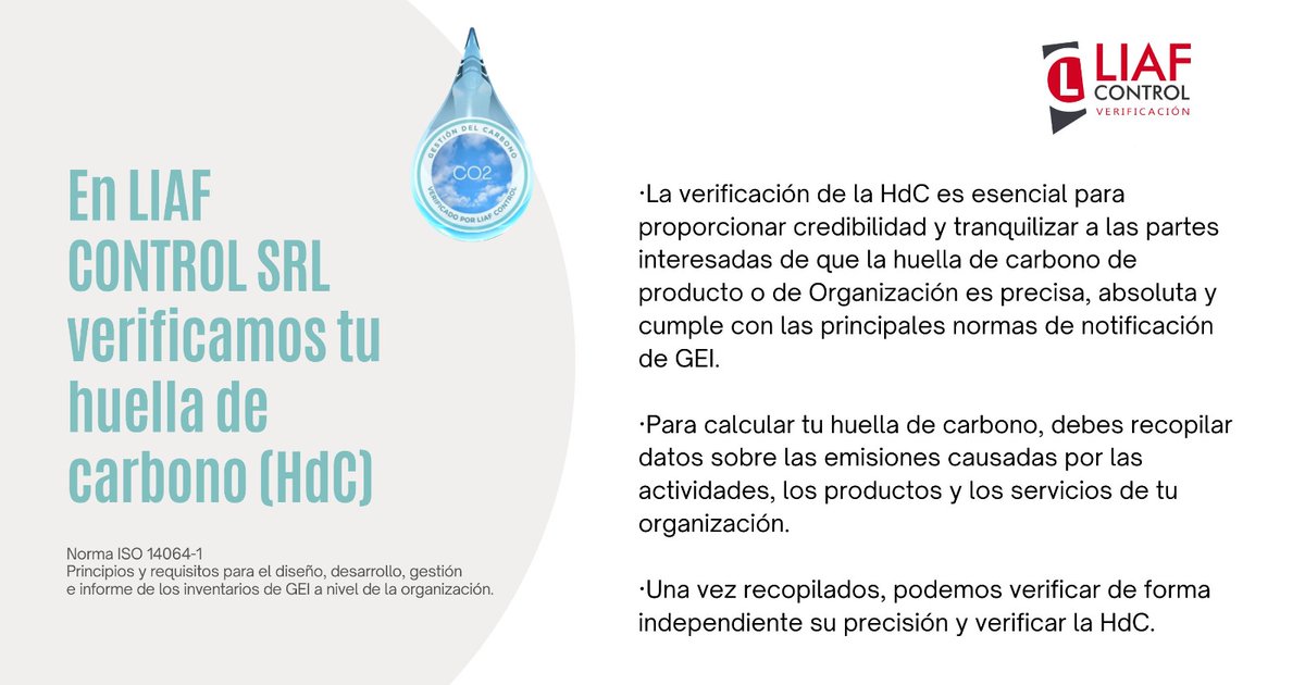 liafcontrol's tweet photo. ✅LIAF Control presenta su nuevo sello para GESTIÓN DEL CARBONO🌎Verificamos la #Huella de #Carbono según la Norma ISO 14064-1: principios y requisitos para el diseño, desarrollo, gestión e informe de los inventarios de #GEI a nivel de la organización:
  
https://t.co/PDuYT8DEtR https://t.co/2AF05vntwS