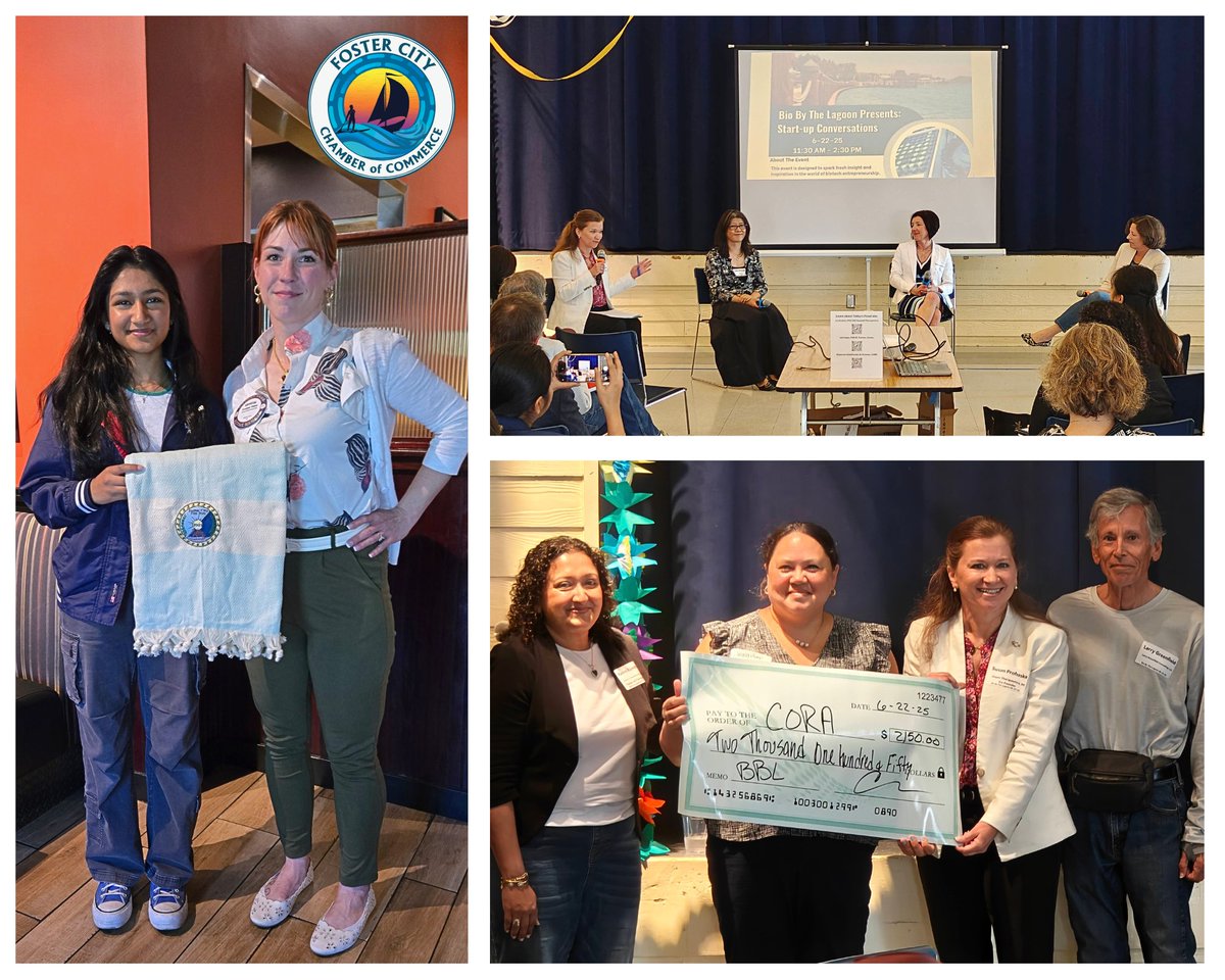 It’s been a meaningful few weeks at the Foster City Chamber. We surprised Aragon senior Neeharika Kumar with a custom Turkish towel for her winning 5K medal design, which inspired the whole race theme. We also donated $2,150 to CORA from our Bio events. Community is our business.