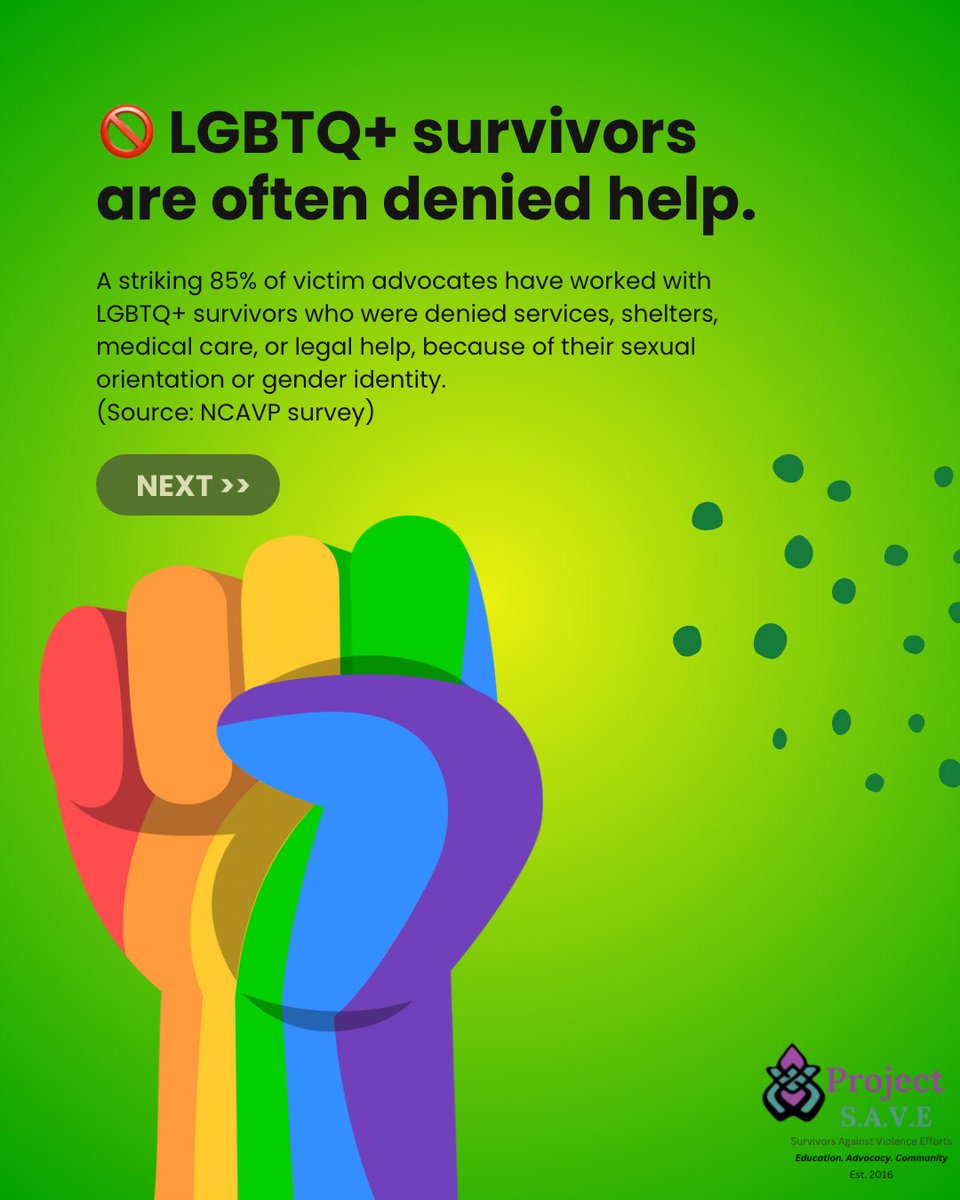 psavephilly's tweet photo. LGBTQ+ survivors experience some of the highest rates of sexual and partner violence—and the least support.

The numbers are real. The silence shouldn’t be. https://t.co/ItAGmOYX9s