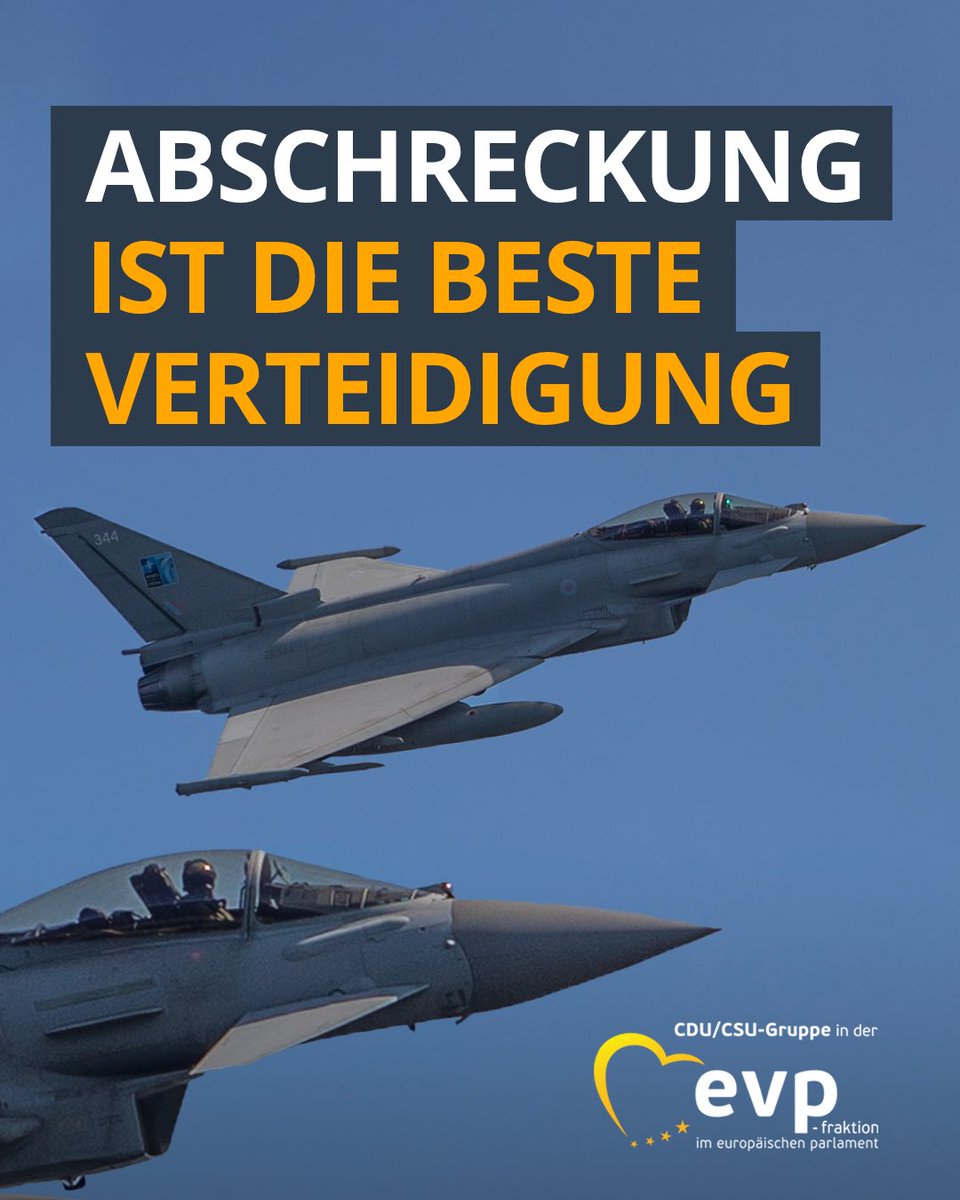 Abschreckung ist die beste Verteidigung.

Darum ist unsere Verteidigungsfähig kein Luxus, sondern Notwendigkeit.

🚨 Investitionen in Sicherheit und #Verteidigung sind Investitionen in Frieden und Freiheit.

#DeinEuropa 🇪🇺🇩🇪