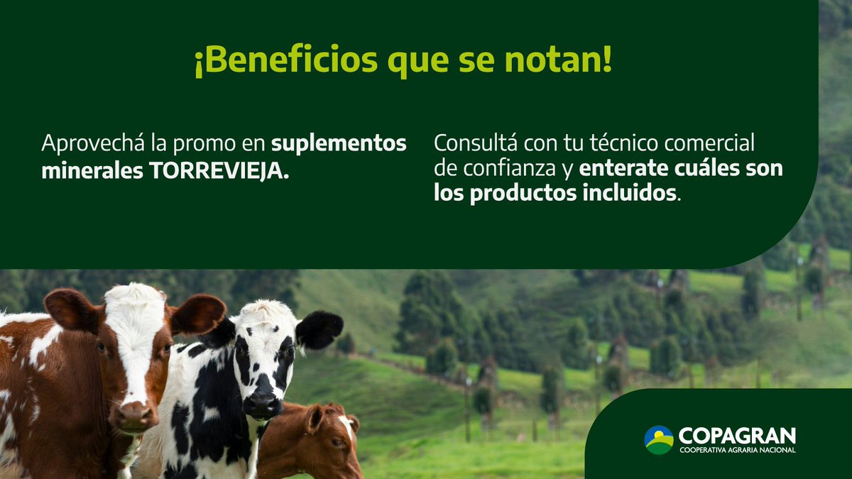 💡 Nueva promo en minerales Torrevieja.
Aprovechá los beneficios en productos seleccionados y optimizá tu manejo.

📞Consultá con tu asesor técnico comercial para más info.