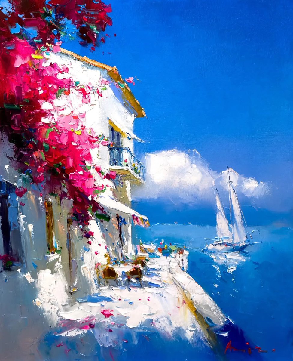 Good Evening 💙🌊
~
If you are very quiet,
you can hear the secrets 
being whispered 
by the sea........
~
Art by Aziz Sulaymanov.