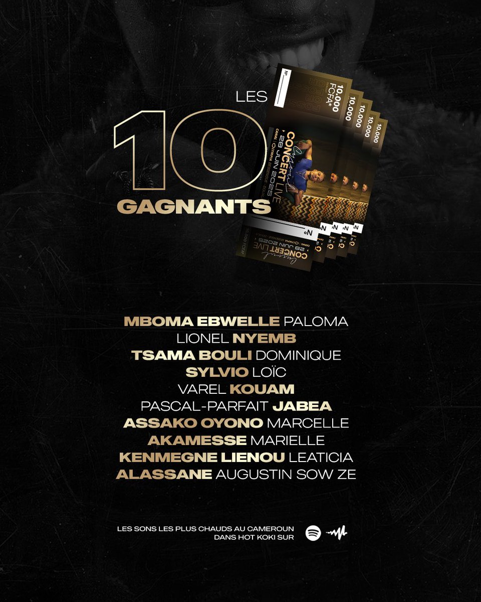alakaoloko's tweet photo. Les 10 gagnants des tickets pour le concert de @CysoulOfficiel ce samedi 28 juin à Canal Olympia Bessengue ont été sélectionnés !
Félicitations 🎉 L’équipe de Cysoul vous contactera !
🎧 #HotKoki est dispo sur Spotify & Audiomack via ➡️ https://t.co/yQc6Ojcbpt
#AO #DoEvenMore https://t.co/qhHgbewO0R