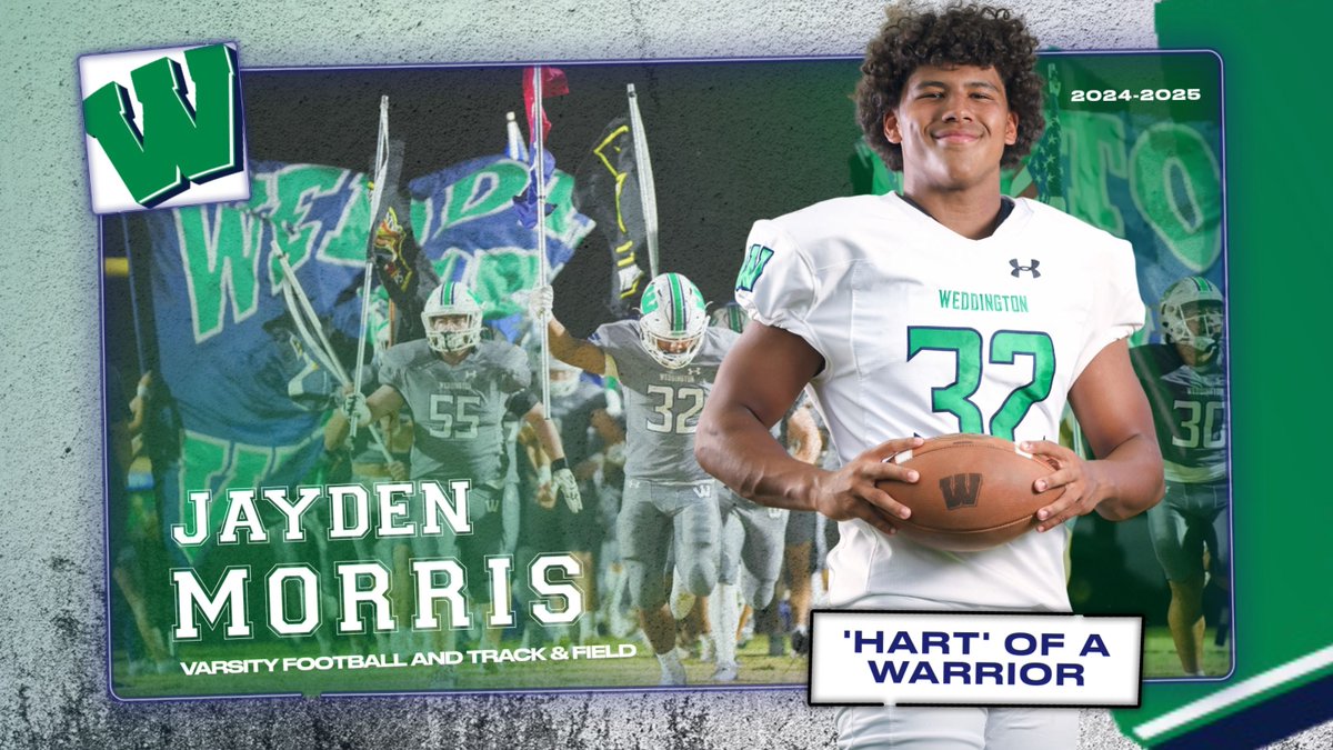 Jayden Morris – 2024-2025 'Hart' of a Warrior Award 
Jayden Morris was recognized with the Hart of a Warrior award – and for good reason. Whether on the field in football or track, Jayden’s commitment, attitude, and unselfish leadership were the backbone of our teams. Congrats!