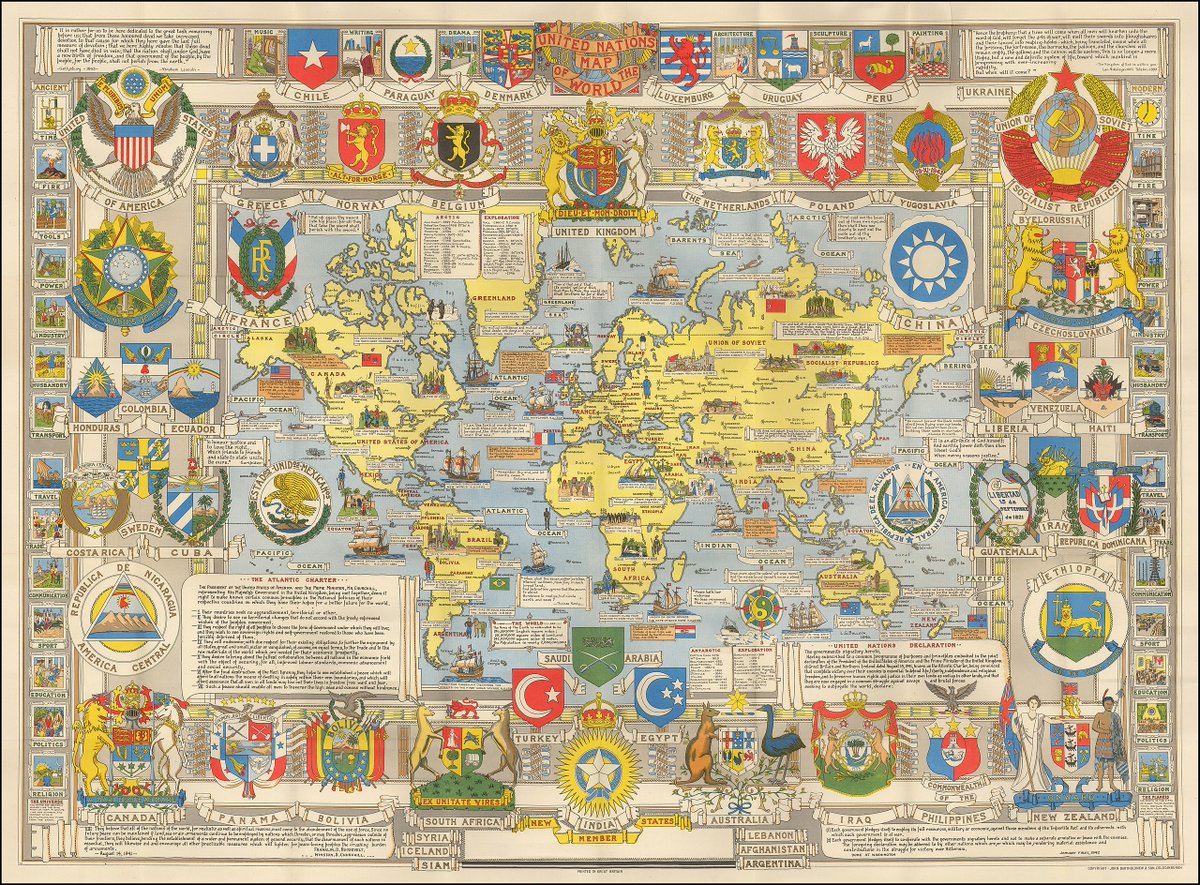 vintagemapstore's tweet photo. United Nations Map of the World, 1947 https://t.co/B96UoElubT