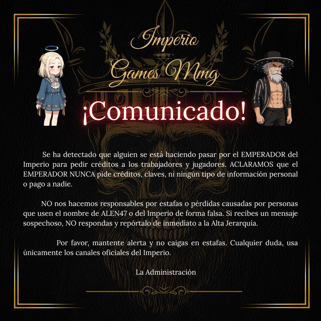 IMPERIOGAMESMMG's tweet image. 🚨COMUNICADO URGENTE🚨