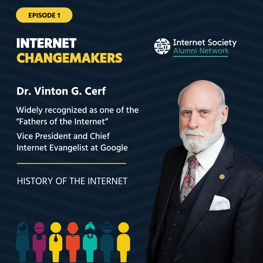 The first episode of the Internet Changemakers podcast is out now!

Dive into the Internet’s early development, ethical considerations, interplanetary future, &amp; more with Vint Cerf, our founding president &amp; one of the fathers of the Internet!

Listen today internetchangemakers.transistor.fm