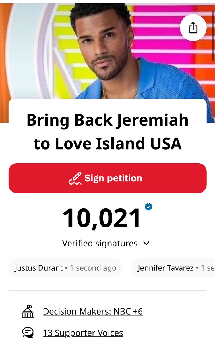summerrtky's tweet photo. Everybody go sign this petition!! We need him back #LoveIsandUSA @loveislandusa https://t.co/sUjVuHsYue