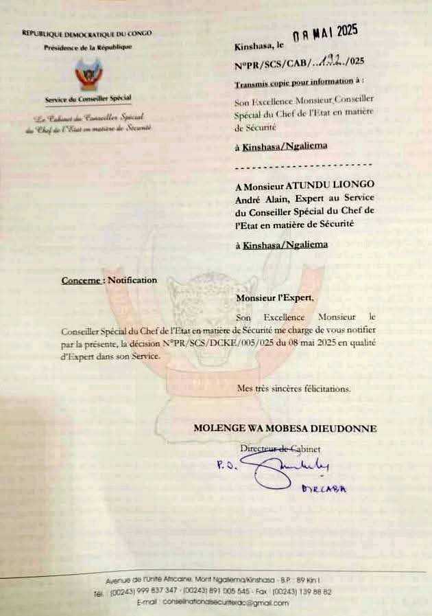 Sylvain Lukongo (@lukongosylvain) on Twitter photo 🔴 #RDC : Alain <a href="/AndreAtundu/">André Alain Atundu</a>, ex-kabiliste et ancien mobutiste, est nommé expert en sécurité du conseiller spécial de Félix Tshisekedi. Vétéran du renseignement, il a servi sous Mobutu, LD Kabila et J. Kabila. #RDC #Tshisekedi #Sécurité 🔴 #RDC : Alain <a href="/AndreAtundu/">André Alain Atundu</a>, ex-kabiliste et ancien mobutiste, est nommé expert en sécurité du conseiller spécial de Félix Tshisekedi. Vétéran du renseignement, il a servi sous Mobutu, LD Kabila et J. Kabila. #RDC #Tshisekedi #Sécurité