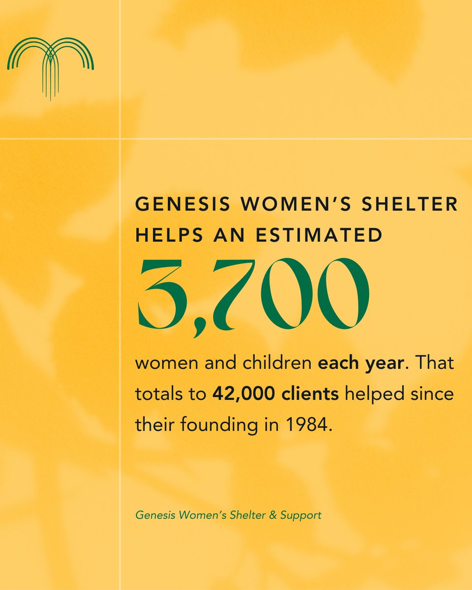 Community Partner Spotlight: <a href="/GenesisShelter/">Genesis Women’s Shelter & Support</a> 🩷
There is no one word that encapsulates everything the Genesis Women's Shelter does to support women facing domestic abuse. Through comprehensive services, they help survivors pave their path forward.
Visit: bit.ly/35pTREk.