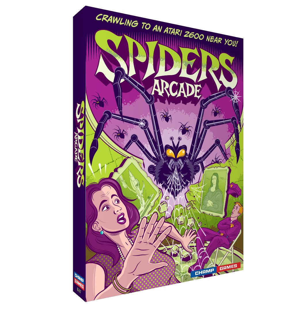 zeropagehomebre's tweet image. BOX REVEAL for Spiders Arcade posted today by @ChampDotGames with incredible artwork from Dave Dries! @zeropagehomebre will have the EXCLUSIVE UNBOXING of Spiders Arcade as well as an interview with developer John Champeau next month for its physical release! Stay tuned!