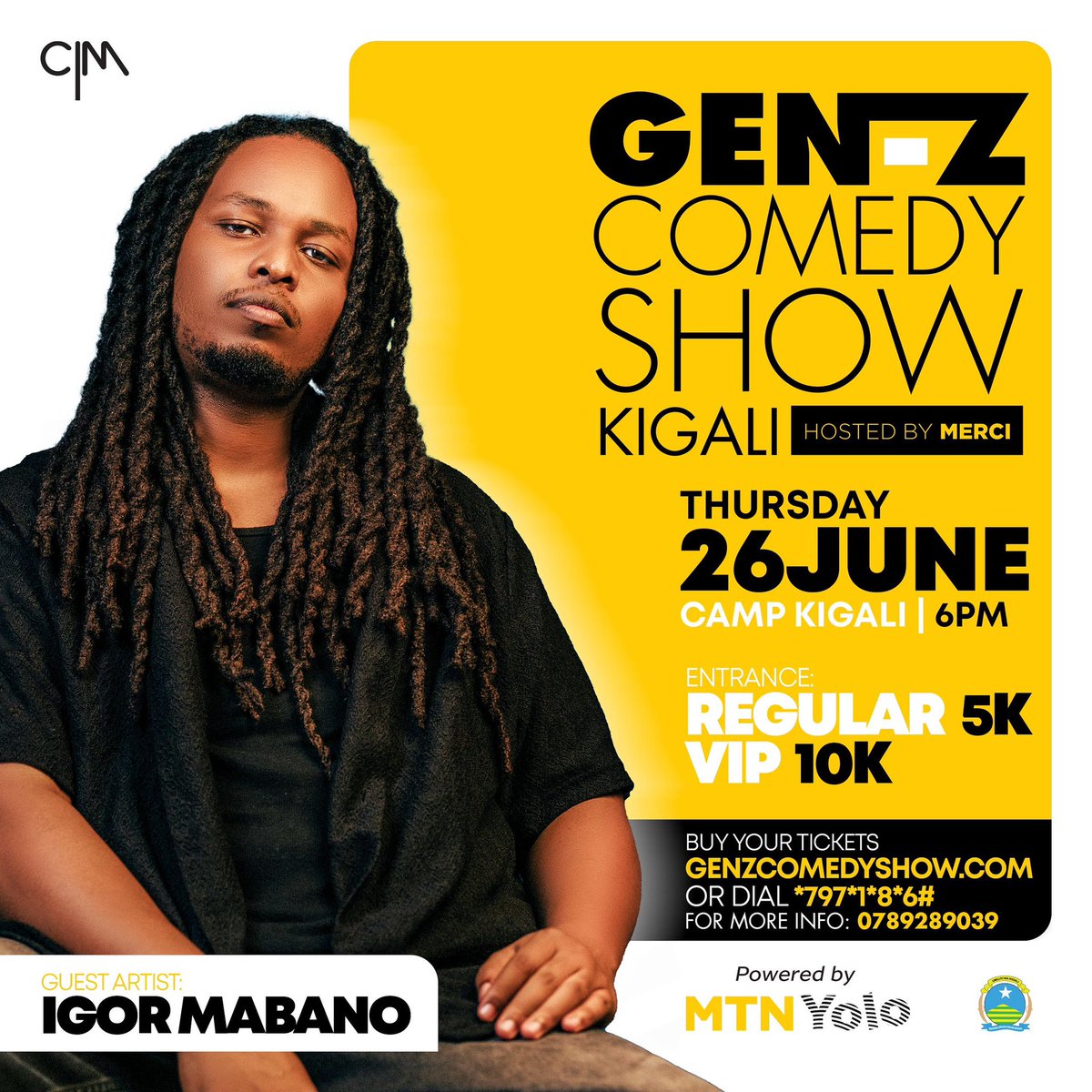 Genz comedy twagarutse cyane , Guseka bitanga ubuzima bwiza. Get your ticket at genzcomedyshow.com

Igor Mabano arahabaye cyaneee ,

Host :@mercindaruhutse