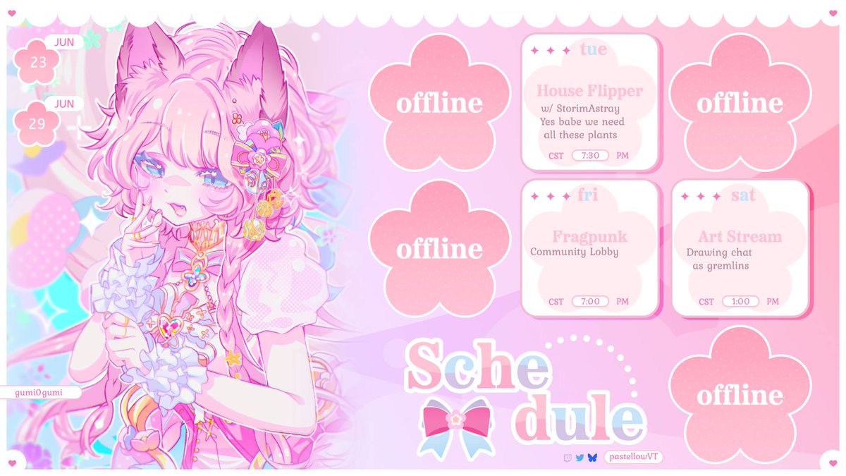 Schedule for this week!

I got my new mic stand and I can finally have an art stream yippie!!

Can finally fulfil donothon goal of getting to draw you all as little gremlins!!

See you there my sweet Dreamlights!!