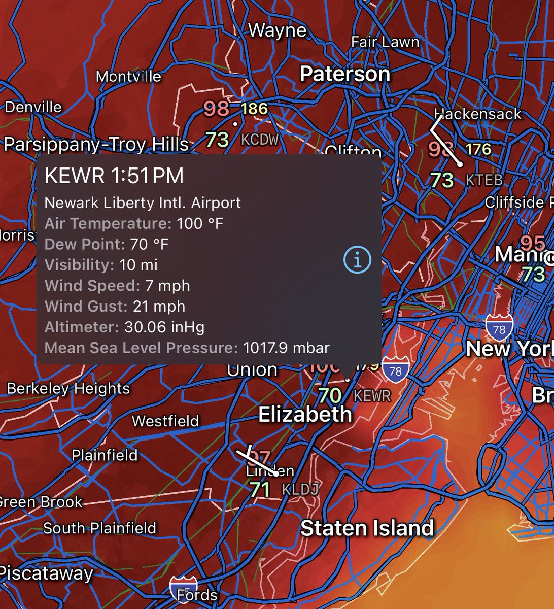 Hit 100° at Newark Airport #NJwx