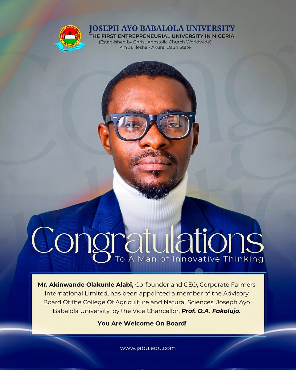 akinwale_cfi's tweet image. It&apos;s Official...
jabu.edu.ng