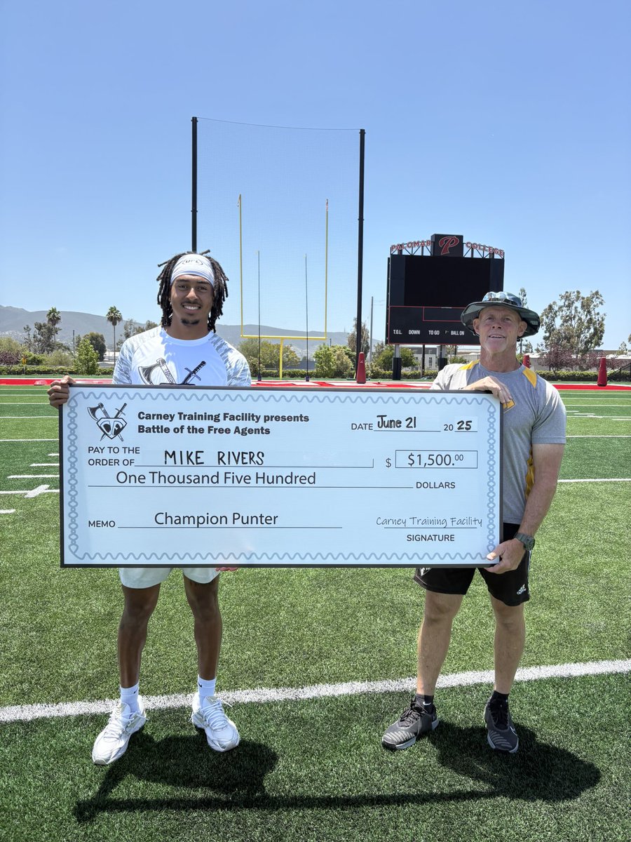 Thank you to Coach Carney for allowing me to out and compete to win the Battle of the Free Agents Competition