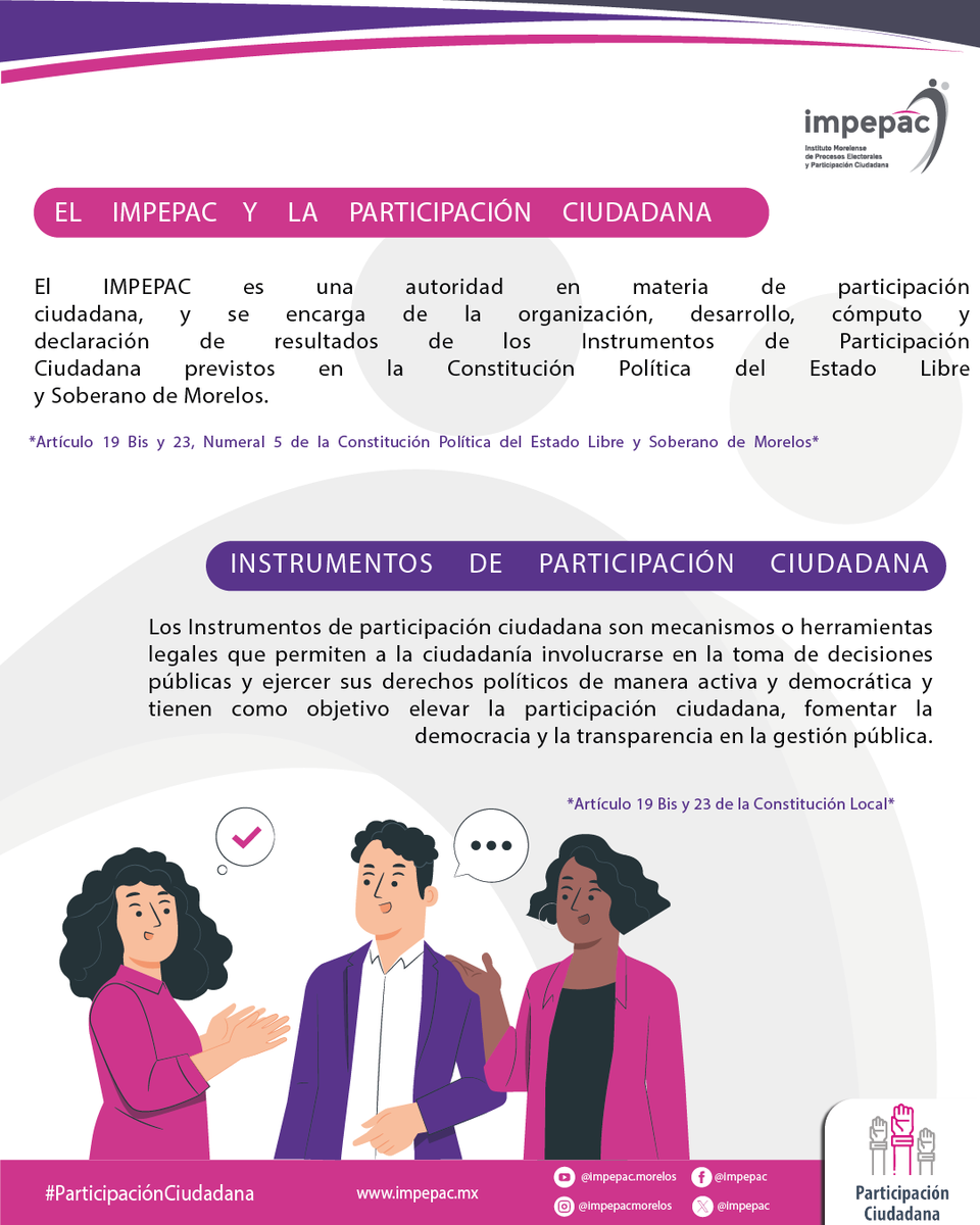 ¡Te invitamos a conocer qué son los instrumentos de participación ciudadana!  Descubre cómo puedes ser parte activa en las decisiones que afectan a tu comunidad. ¡Infórmate y participa! #ParticipaciónCiudadana #TuVozCuenta