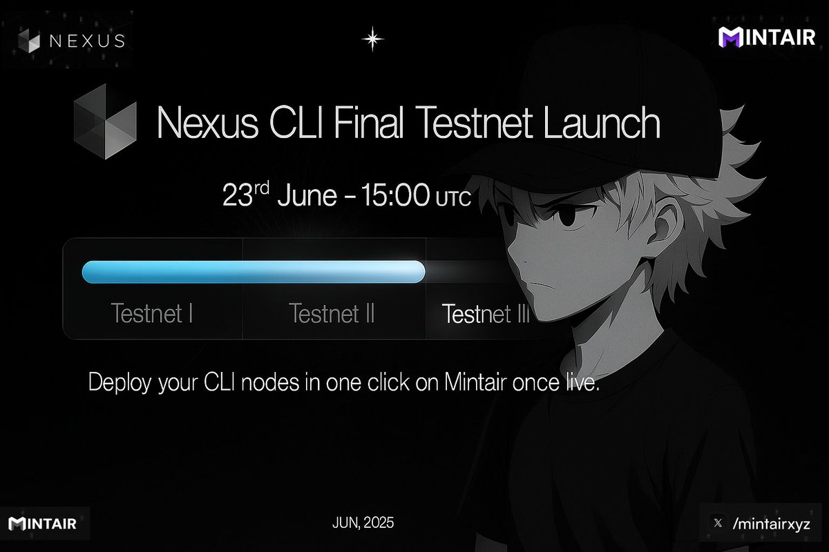 onderyazici (@onderyazici) on Twitter photo Mintair <a href="/mintairxyz/">Mintair | One Click Node🪄</a> protokolünden sizlere 5 adet <a href="/NexusLabs/">Nexus</a> Nexus Final Incentivised Testnet Node WL 🎟️ spotu ayarladım.
Mainnet’ten önceki son testnet. 👀
Katılım şartları;
▪️ <a href="/onderyazici/">onderyazici</a> ve <a href="/mintairxyz/">Mintair | One Click Node🪄</a> takip,
▪️ RT + 💙
▪️ Önceki attığım 3-5 tweete destek verin.
⏳ Süre 24 Mintair <a href="/mintairxyz/">Mintair | One Click Node🪄</a> protokolünden sizlere 5 adet <a href="/NexusLabs/">Nexus</a> Nexus Final Incentivised Testnet Node WL 🎟️ spotu ayarladım.
Mainnet’ten önceki son testnet. 👀
Katılım şartları;
▪️ <a href="/onderyazici/">onderyazici</a> ve <a href="/mintairxyz/">Mintair | One Click Node🪄</a> takip,
▪️ RT + 💙
▪️ Önceki attığım 3-5 tweete destek verin.
⏳ Süre 24