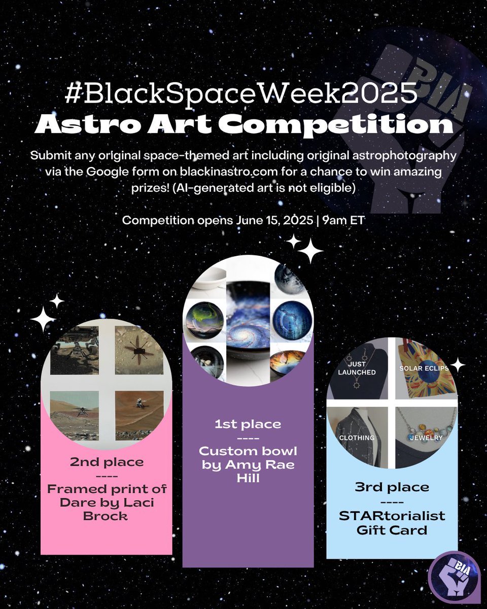 Black In Astro ™ (@blackinastro) on Twitter photo Reminder of their prizes from <a href="/amyraehill/">Amy Rae Hill</a>, <a href="/stellerarts/">Dr. Laci Brock</a> and <a href="/startorialist/">STARtorialist</a>. Thank you so much for sponsoring this competition and for your continued support! We’re sure pit winners will LOVE their prizes! 🥹🫶🏼 Reminder of their prizes from <a href="/amyraehill/">Amy Rae Hill</a>, <a href="/stellerarts/">Dr. Laci Brock</a> and <a href="/startorialist/">STARtorialist</a>. Thank you so much for sponsoring this competition and for your continued support! We’re sure pit winners will LOVE their prizes! 🥹🫶🏼