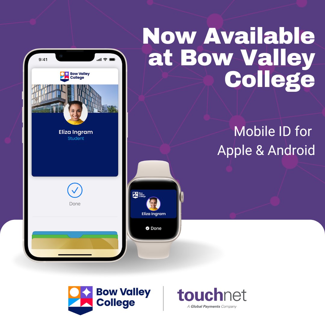 🎉 Big news from <a href="/BowValley/">Bow Valley College</a> College!

We’re excited to share that Bow Valley College has officially launched OneCard Mobile ID for Apple and Android devices — giving students a safer, smarter, and more convenient way to access campus.

#TouchNet #MobileID #BowValleyCollege