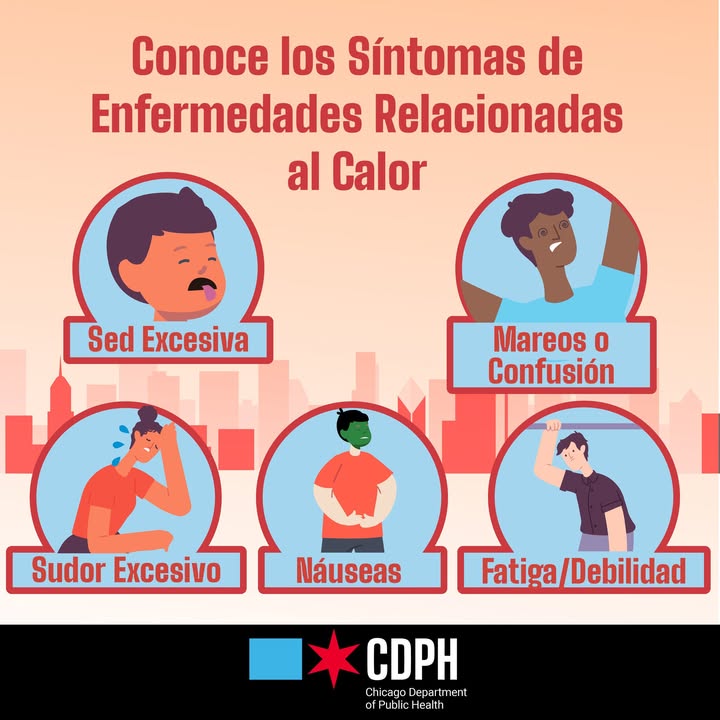 ChiPublicHealth's tweet image. ¡Llegó la ola de calor a Chicago! Mantente fresco e hidratado. La población más vulnerable incluída aquellos que no tienen aire acondicionado, son mayores de 65 años, padecen enfermedades crónicas, y están embarazadas, deberán tomar precauciones.
bit.ly/2jIhK6U