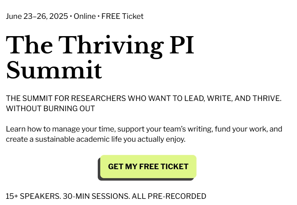 Hoy ha empezado 

🧬Thriving PI Summit ( June 23–26, 2025)

Evento Online gratuito en inglés

🗣️15 ponentes
👩‍🏫sesiones grabadas (30min) 

Si quieres hacer más efectiva tu comunicación oral o escrita en inglés, no te pierdas esta oportunidad!
ifocusandwrite.lpages.co/summit-the-thr…
🥰