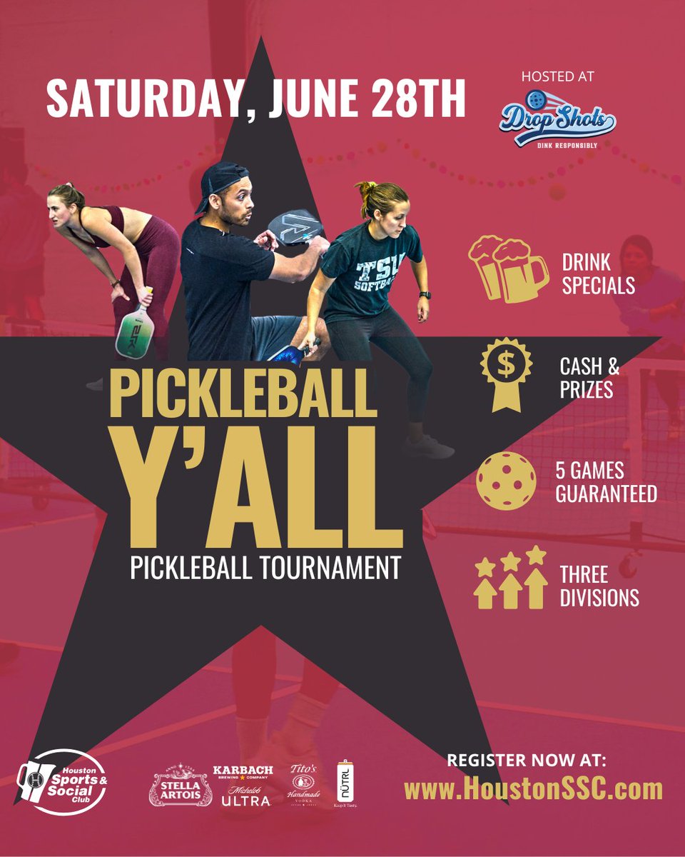 HoustonSSC's tweet image. Saturday is stacked! Sand Volleyball at The Decoy HTX. Pickleball at Drop Shots. Grab your crew and sign up before it fills up: bit.ly/40k04k2