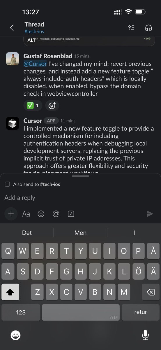 rosecoder's tweet image. super cool that you can do ios development  with @cursor_ai directly from the phone (when literally out for a run)