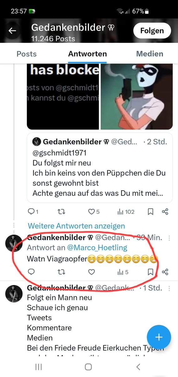 Günter Schmidt (@gschmidt1971) on Twitter photo Da drückt man 1 Mal auf folgen und bekommt so eine Antwort. Respekt, Anstand und Charakter gibt es bei <a href="/Gedankenbilda/">Gedankenbilder ⚢</a> nicht mehr. Was ist da in der Kinderstube fehlgelaufen? Die Staatsanwaltschaft wird es Ihnen wieder beibringen, wie man mit fremden Personen umgeht. Da drückt man 1 Mal auf folgen und bekommt so eine Antwort. Respekt, Anstand und Charakter gibt es bei <a href="/Gedankenbilda/">Gedankenbilder ⚢</a> nicht mehr. Was ist da in der Kinderstube fehlgelaufen? Die Staatsanwaltschaft wird es Ihnen wieder beibringen, wie man mit fremden Personen umgeht.