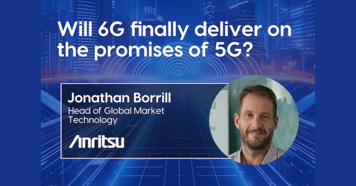 Anritsu Company (@anritsu) on Twitter photo Will #6G deliver on the promises of #5G?
In this <a href="/rcrwirelessnews/">RCR Wireless News</a> on-demand webinar, #Anritsu’s Jonathan Borrill discusses what we've learned from 5G and how these lessons can be applied to #6Gtechnology development.
Watch it now: bit.ly/3zYE2Zp Will #6G deliver on the promises of #5G?
In this <a href="/rcrwirelessnews/">RCR Wireless News</a> on-demand webinar, #Anritsu’s Jonathan Borrill discusses what we've learned from 5G and how these lessons can be applied to #6Gtechnology development.
Watch it now: bit.ly/3zYE2Zp