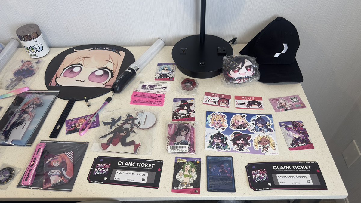 Kyrptum_'s tweet photo. Here is my total haul for Offkai this year, thank you everyone for making my first Offkai amazing.

I was super lucky to be able to meet all of my oshis who came to Offkai. I even ran into @MegalodonVT and @Rai_Byte 

And I was also lucky to do meet and greets for both Eepy Sleep & Yumi The Witch (sadly I missed Cersea Soulstorms M&G) FMCL… 

One last thing, thank you to the Runatics for making my first ever Con ever so enjoyable, i don’t think I would have come if none of you were there.
#OffKaiGen4